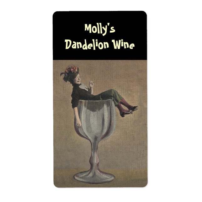 Bottle Labelling Funny Lady Wine Glass Personalise (Front)
