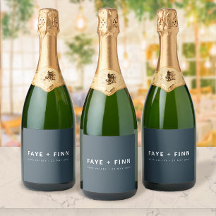 Bottle Labels Wedding   Blue Champagne Favour Labe