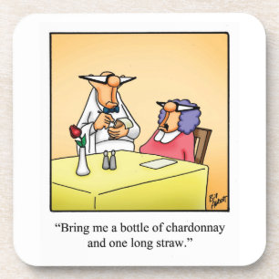 "Bottle Of Chardonnay, Long Straw Coasters
