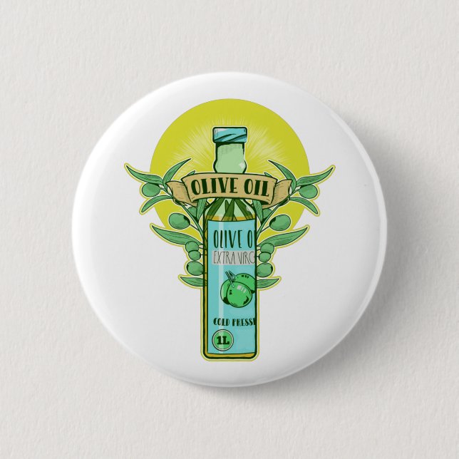 Bottle of olive oil 6 cm round badge (Front)