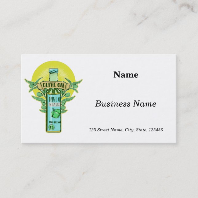 Bottle of olive oil business card (Front)
