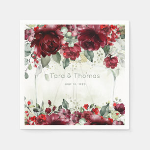 Bottle Of Peonies Wedding Cocktail Napkins