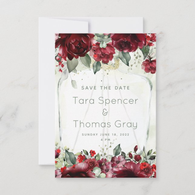 Bottle Of Peonies Wedding Save The Date Card (Front)