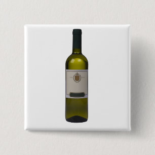 Bottle of quality wine with blank label 15 cm square badge