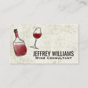 Bottle of Wine and Glass   Red Wine Business Card