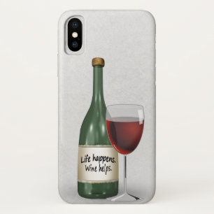 Bottle of wine and glass with quote iPhone x case