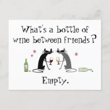 Bottle of Wine Between Friends Funny Cat