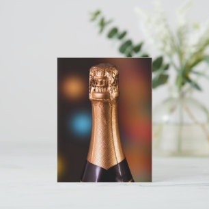 Bottle of wine or champagne postcard