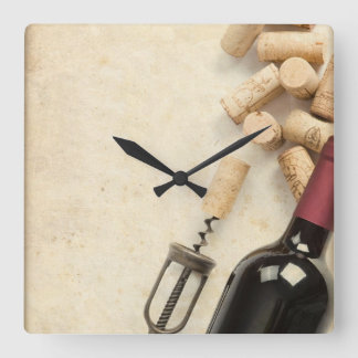 Bottle of Wine Square Wall Clock