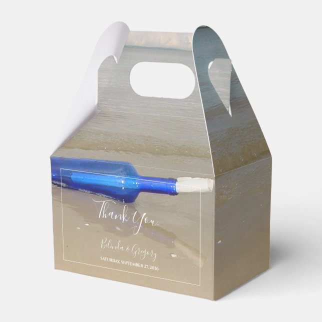 Bottle On Beach Sand Wedding Favour Box (Front Side)