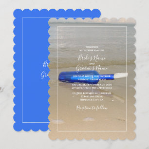 Bottle On Beach Sand Wedding Invitation