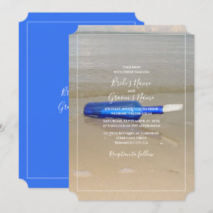 Bottle On Beach Sand Wedding Invitation