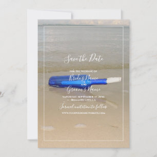 Bottle On Beach Sand Wedding Save The Date