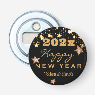Bottle Opener Magnet, Black & Gold, Happy New Year