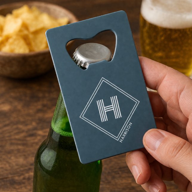 Bottle Opener | Modern Geometric Monogram Initial (Creator Uploaded)