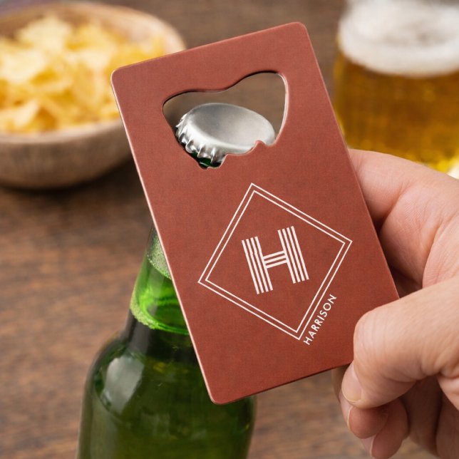 Bottle Opener | Stylish Geometric Initial Monogram (Creator Uploaded)