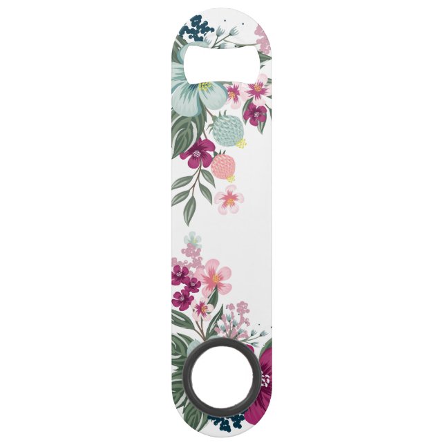 Bottle Opener Tropical Flower on White (Front)