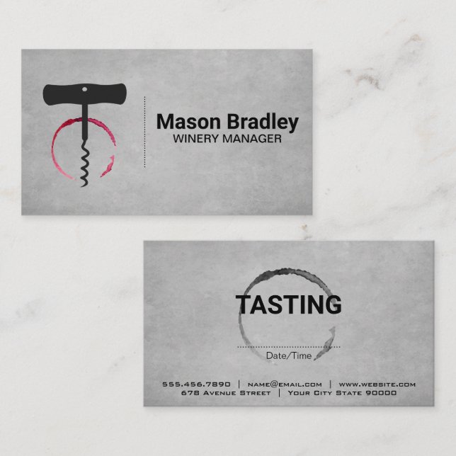 Bottle Opener | Wine Stain Business Card (Front/Back)
