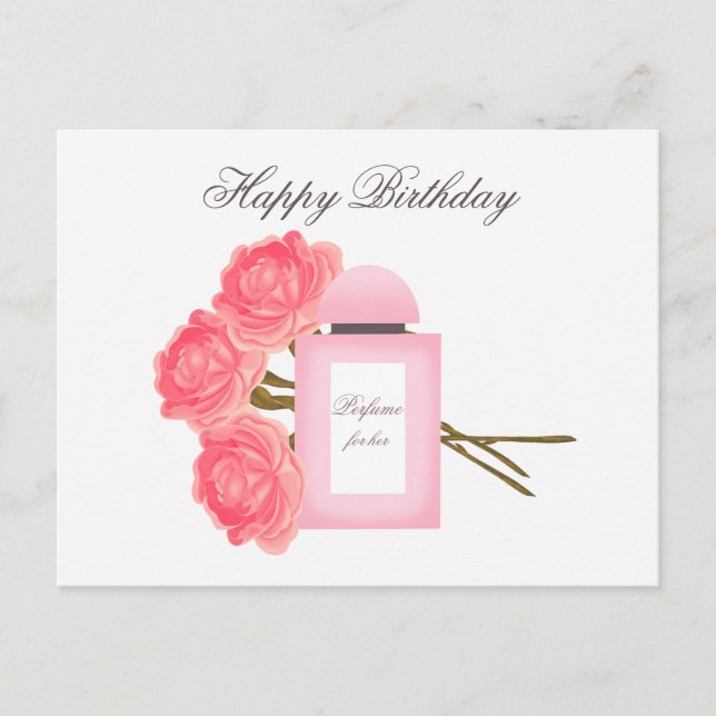 Bottle Perfume and Bouquet of Roses Postcard (Front)