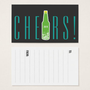 Bottle Pop Cheers New Year Holiday Party Gift Tag
