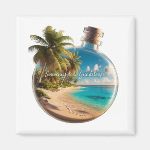 Bottle Souvenir Guadeloupe: Tropical Beach Magnet