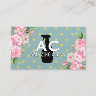 Bottle Spray Polka Dot Spray Flowers Business Card