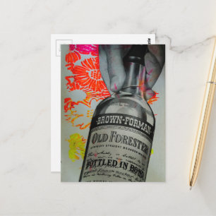 Bottled in Bond Whisky Bottle Floral Collage Postcard