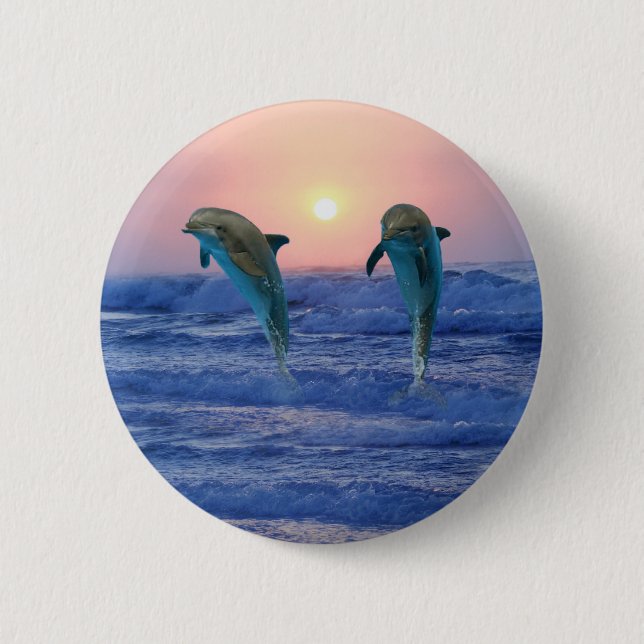 Bottlenose Dolphin at Sunrise 6 Cm Round Badge (Front)