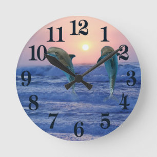 Bottlenose Dolphin at Sunrise Round Clock