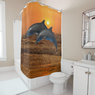 Bottlenose Dolphin at Sunset Shower Curtain