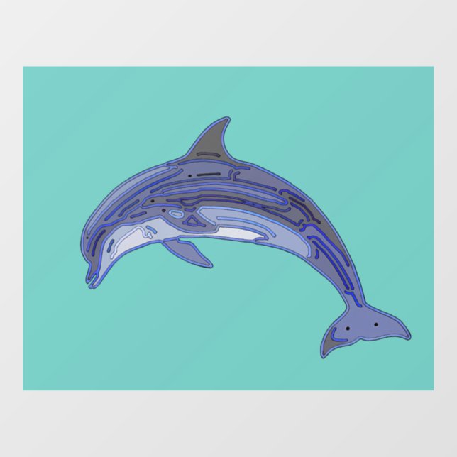 Bottlenose Dolphin Line Art Design Window Cling (Sheet)