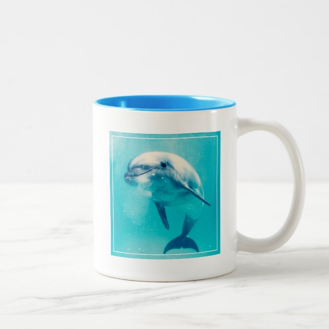 Bottlenosed Dolphin Underwater Two-Tone Coffee Mug (Right)