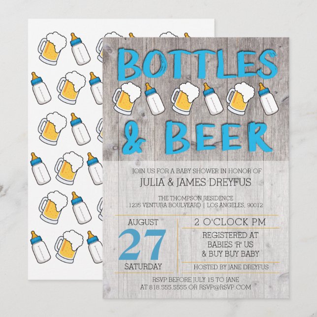 Bottles and Beer Baby Shower Invitation (Front/Back)