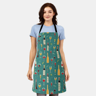 Bottles and Glasses Pattern Apron