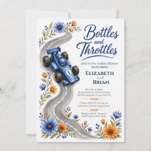 Bottles and Throttles F1 Baby Shower Invitation 