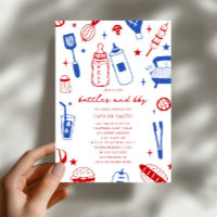 Bottles & BBQ Red White Blue Neutral Baby Shower