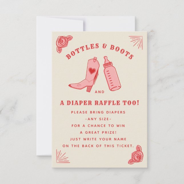 Bottles & Boots Baby Shower Diaper Raffle Invitation (Front)