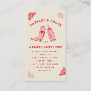 Bottles & Boots Baby Shower Diaper Raffle Ticket Enclosure Card