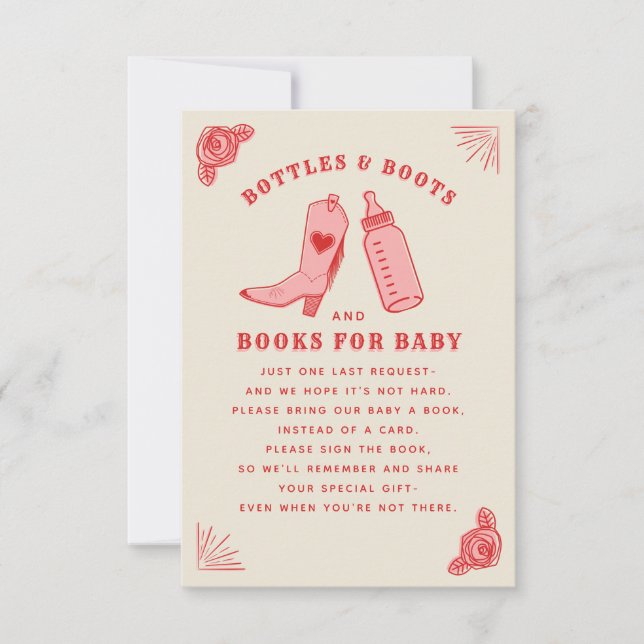 Bottles Boots Books Baby Shower Book Request Invitation (Front)