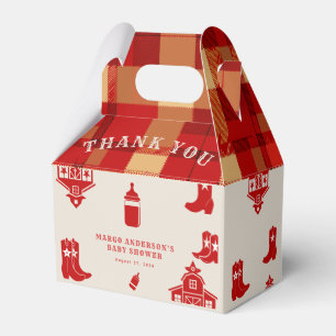 Bottles & Boots Cowboy Retro Red Baby Shower Favour Box