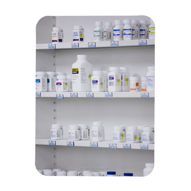 bottles on the shelves at a pharmacy magnet (Vertical)