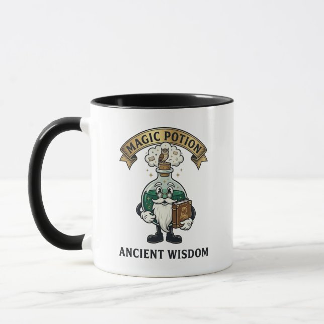 Botto Ancient Wisdom Wizard Magic Potion Owl Retro Mug (Left)