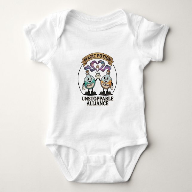 Botto Brand Unstoppable Alliance Retro Magic Potio Baby Bodysuit (Front)