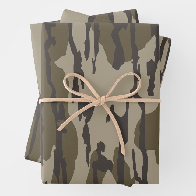 Bottom Land Camo Wrapping Paper Sheet (In situ)