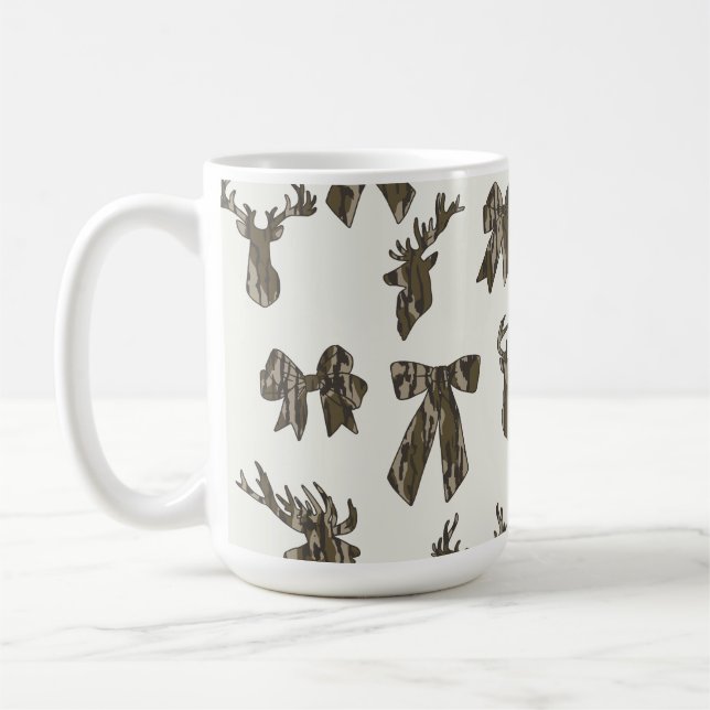 Bottom Lands Camo Coquette Bow for Women Deer Hunt Coffee Mug (Left)