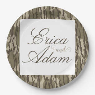 Bottom Lands Camo Hunting Themed Wedding Paper Plate