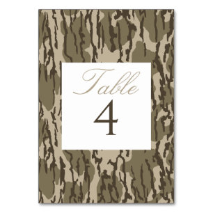 Bottom Lands Camo Hunting Themed Wedding Table Number