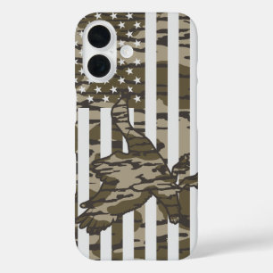 Bottom Lands Camo Patriotic Mallard Duck Camo iPhone 16 Case
