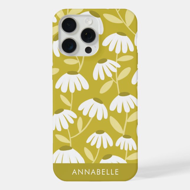 Bottom Monogram Name Dark Gold Floral Pattern iPhone Case (Back)