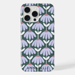 Bottom Monogram Name Sea Green Vintage Floral iPhone 15 Pro Max Case